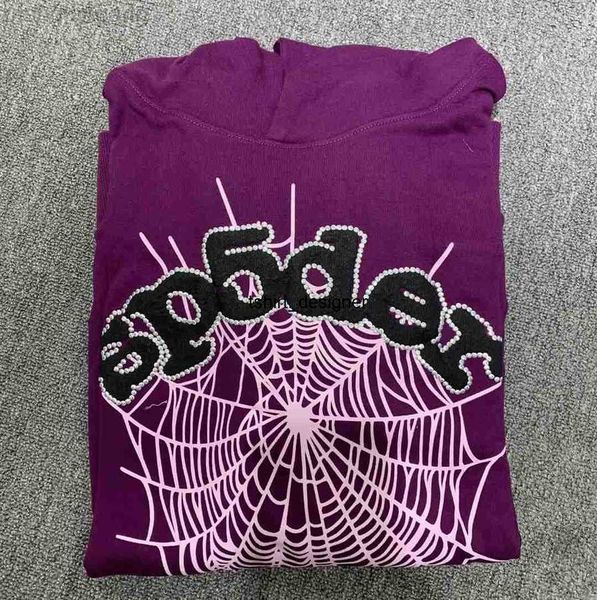 

sp5der 555555 young thug 23ss designer spider 555 pullover hoodies web hoodie pants purple flash sweater set s m  xl, Black