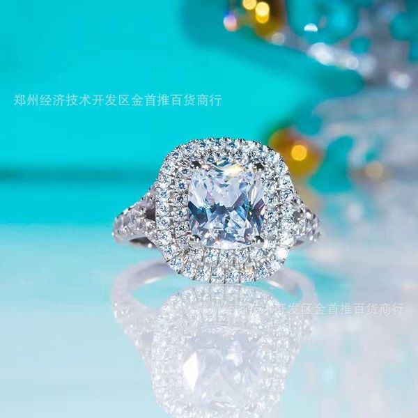 

original designer tiffay 925 sterling silver plated true gold princess fang mosang diamond ring light luxury group set wedding