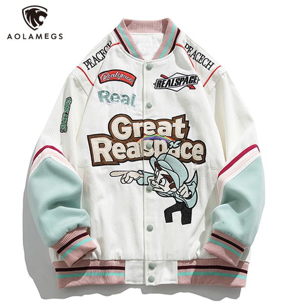 

mens jackets streetwear jacket letter print baseball uniform casual hip hop cartoon splicing coat spring fashion clothes 230809, Black;brown