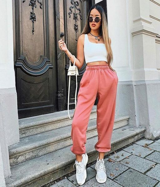 

casual candy colors harem pants for women joggers loose ankle tied sweatpants femme trousers baggy comfortable3948260, Black;white