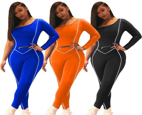 

designer women jumpsuit slim sports one shoulder striped splicing bodycon rompers party club night one piece overall romper p3562339, Black;white