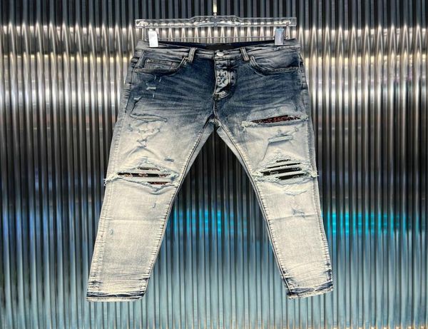 

20sshm003 mens designer jeans distressed ripped biker slim fit motorcycle denim for men s fashion jean mans pants pour5161790, Blue