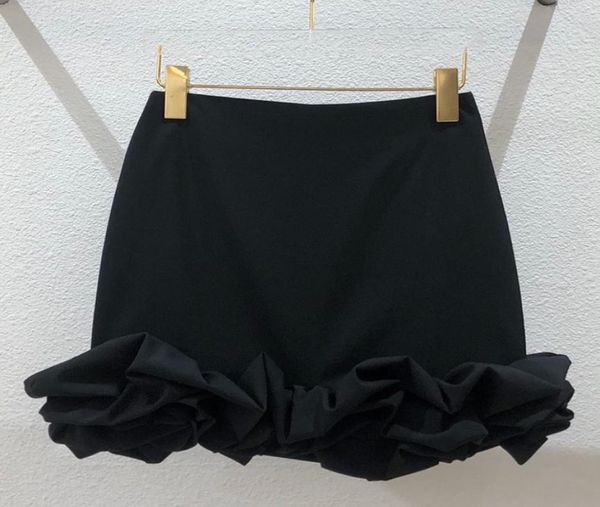 

2022 new korean fashion women039s solid color high waist cute drapped short mini petal skirt ps size smlxl9687960, Black