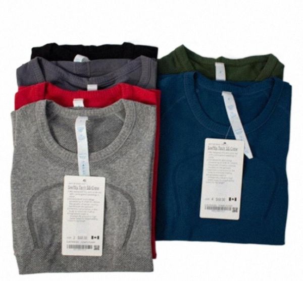 

align women's yoga short sleeve solid color nude sports shaping waist tight fitness loose jogging sportswear shirts6658059