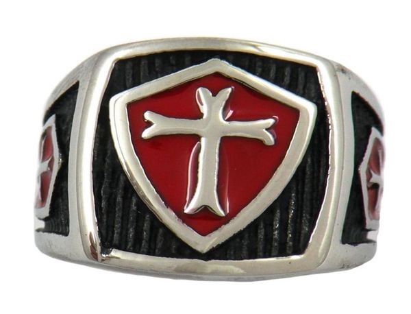 

fanssteel stainless steel mens or wemens jewelry masonary shield christ knights templar ma ring gift 10w3679012382651401, Silver
