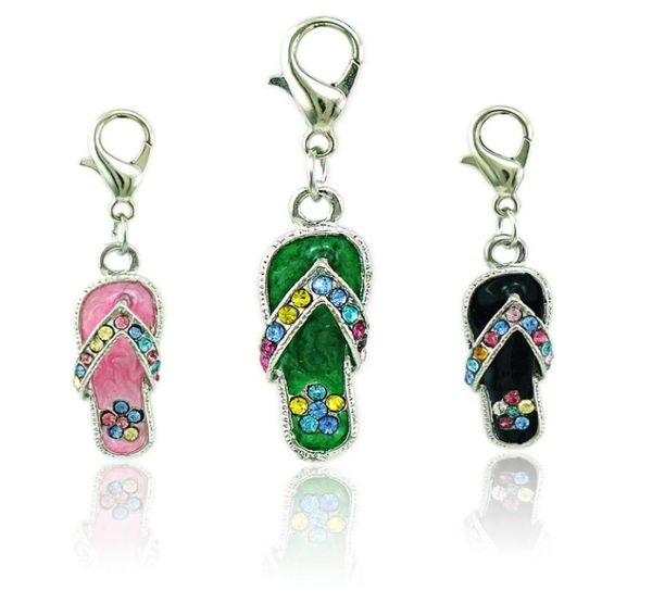 

fashion floating charms with lobster clasp dangle rhinestone enamel slipper diy charms for jewelry making accessories4226672, Bronze;silver