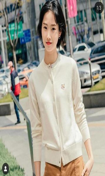 

women sweater early autumn new embroidery round neck button knitted cardigan 2010129705952, White;black