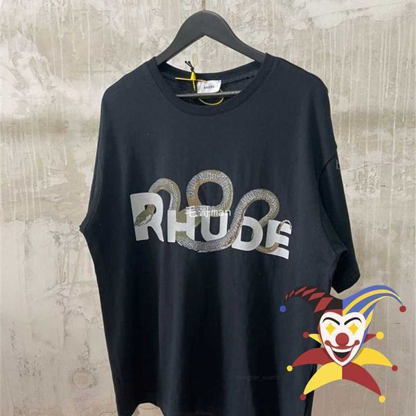 

vintage rhude t-shirt men women 1 1 t shirt snake bone print rhude tee, White;black