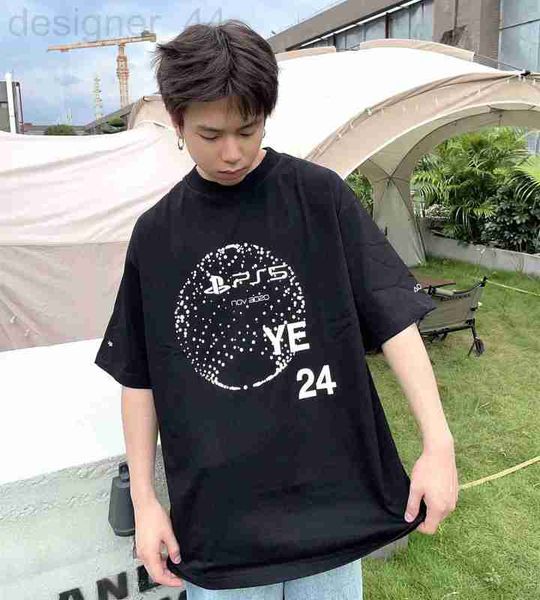

women's t-shirt designer high edition 2023 summer new b-home earth element game machine letter print men's and couple short sleeve, White