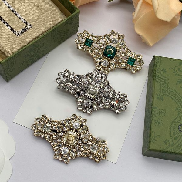 

women gorgeous gemstone brooch brand vintage 18k gold-plated copper jadeite inlaid crystals vintage classy charm pin jewelry accessories, Gray