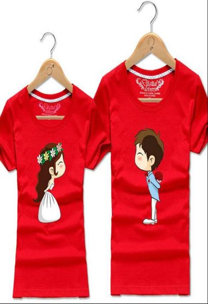 

korean cute cartoon women tshirt matching couples outfits clothing t shirt for lovers clothes short sleeve couple tee big size6877270, White
