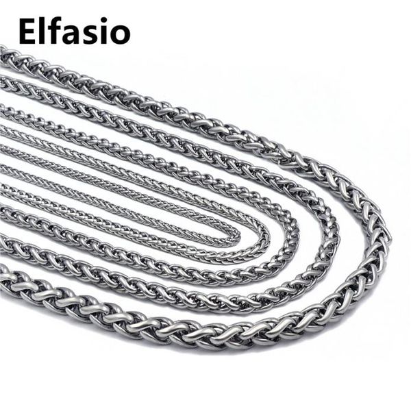 

customized length 34568mm wide mens chain necklace wheat link silver tone stainless steel fashion jewelry 16quot36quot7075744