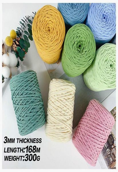 

300g hollow knitted crochet yarns for diy handbag purse basket chunky trapillo nylon cord polyester thread round rope line woven4967974, Black;white