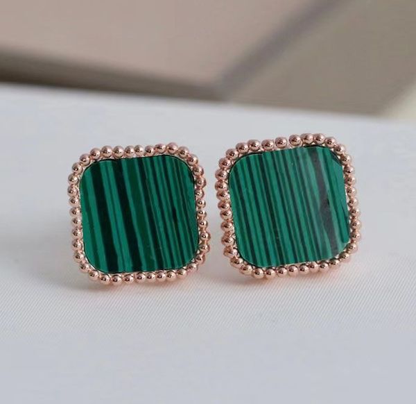 

clover charm stud earrings fashion vintage 4/four leaf back mother-of-pearl silver 18k gold plated agate for women&girls valentine's da, Golden;silver