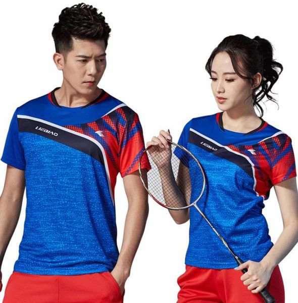 

badminton wear couple models tshirt shortsleeved quickdrying color matching prints not faded table tennis sportswear s m  x2042648, White;black