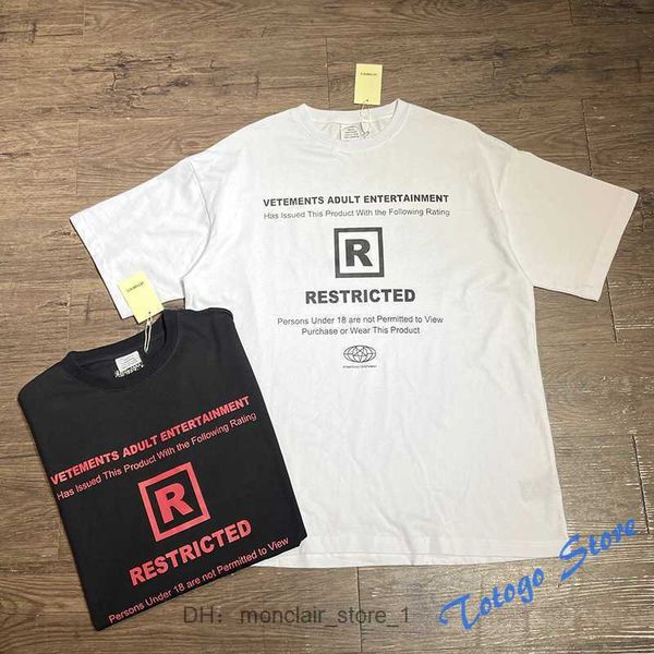 

vetements shirt 2022ss summer restricted t-shirts men women high vtm short sleeve oversize o-neck loose streetwear tee nhu4, White;black
