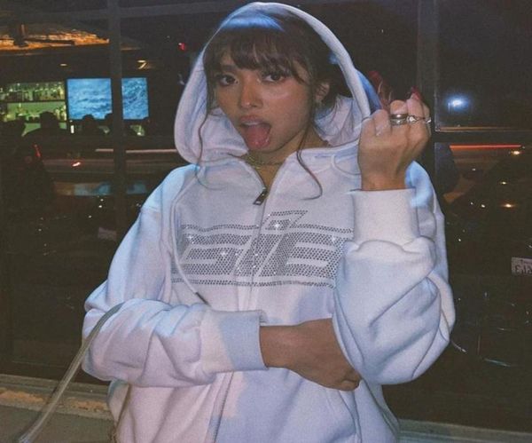 

2021 fashion rhine zipper sweatshirts oversized hoodies e-girl vintage solid letter long sleeve black sweatshirts q01164106289