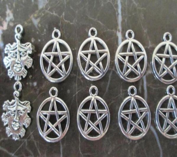 

vintage silver wicca pagan pentacles green man charms pendants diy for jewelry making findings bracelets handmade accessories928509175194, Bronze;silver