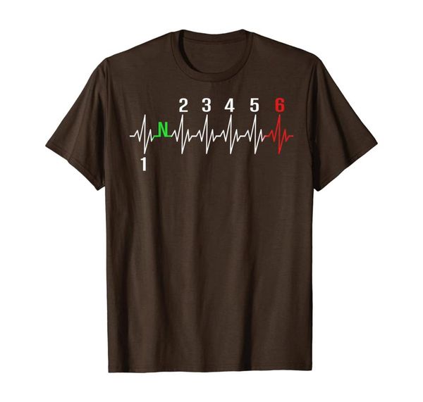 

1 down 5 up motorcycle gear heartbeat funny tshirt012342374010, White;black