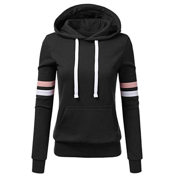 

hxroolrp fashion autumn winter striped button sweatshirt women long sleeve sudadera para mujer bluza jumper d19014664, Black