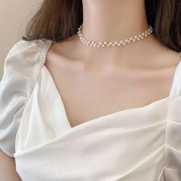 White Crystal Pearl Necklace