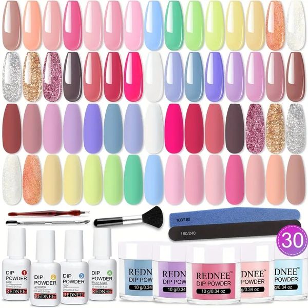 

all season color nail dipping powder starter kit, 39pcs dipping powder set with base coat activator nail buffer file brush cuticle trimmer p