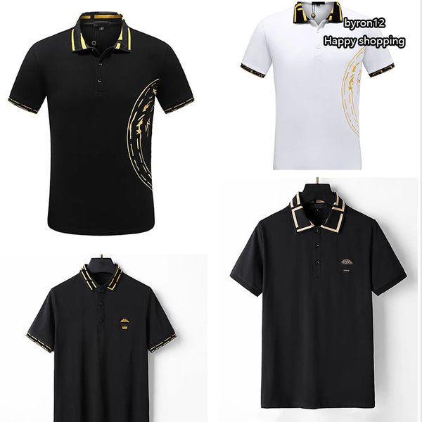 

fashion polos shirt designer mens t-shirt summer casual embroidered pattern pure cotton high sreetbusiness fashion black and white collar sh, White;black