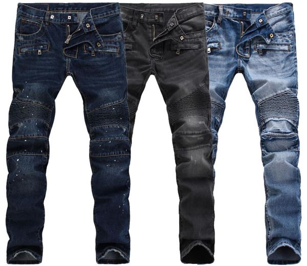 

fashion men039s distressed ripped skinny jeans fashion mens jeans slim motorcycle moto biker causal mens denim pants hip hop me3436172, Blue