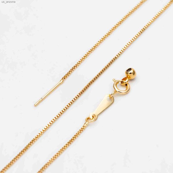 

box chain adjustable necklace 0.9mm gold plated brass finished dainty necklace 20 inch ready to wear (#lk-586) l230620, Silver