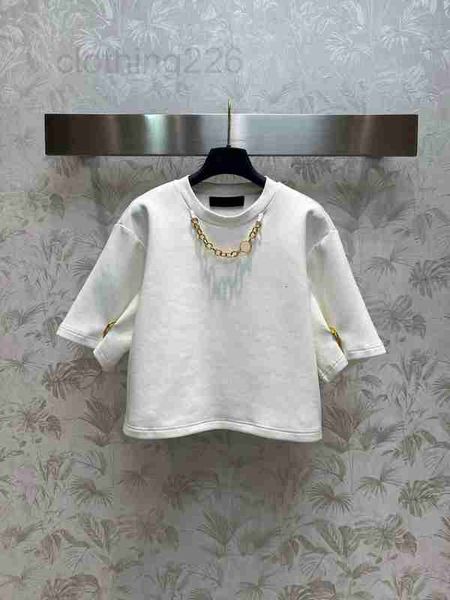 

women's t-shirt designer new summer fashion gold buttons t-shirts women o-neck drop shoulder half sleeve loose streetwear t-shirt cool, White