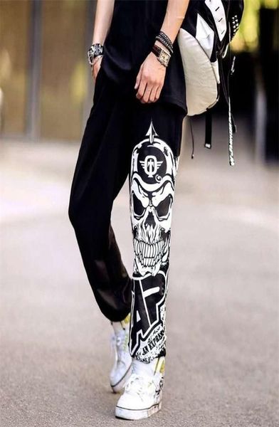 

streetwear hip hop joggers pants men loose pants the skull trousers casual sweatpants 2011257964441, Black