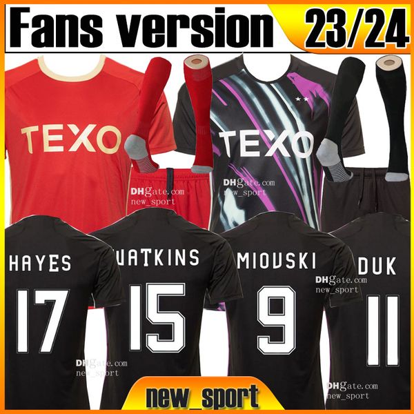 

23 24 aberdeens fc 23 24 soccer jerseys fans version home away special hayes 17 watkins 15 miovski 9 duk 11 2023 2024 120th special men kids, Black;yellow