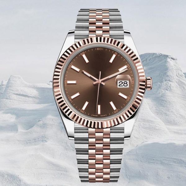 

36mm 41mm automatic mens mechanics watches 904l stainless steel super luminous 2813 movement 28 31mm quartz women watch couples style classi, Slivery;brown