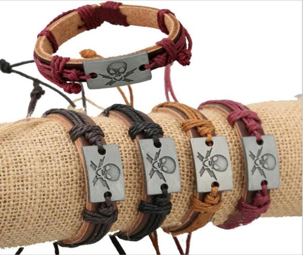 

whole leather bracelets latest mix fashion skull charms infinity bracelets for men diy handmade jewelry1295807, Black