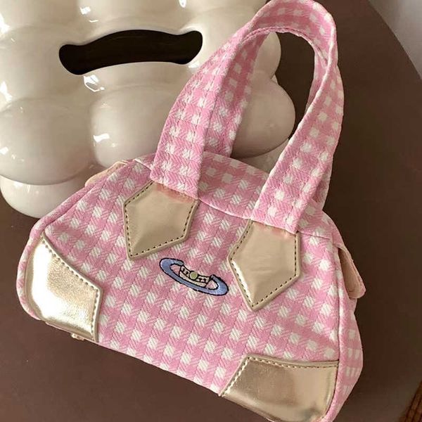 

fashion embroidered plaid bowling bag women s handbag vivi shoulder bags lady designer canvas pink messenger bag mini tote 230805