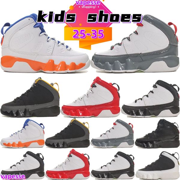 

kids shoes jumpman 9s dark charcoal university gold white gym red fontay montana city of flight university blue children youth, Black