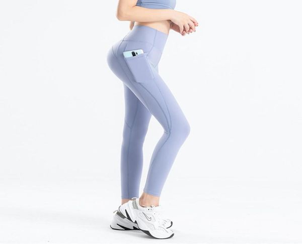 

womens leggings yoga pants fitness sports running sanded nude pants side pockets peach hips tight cropped trousers tracksuit gilrs9816781, Black
