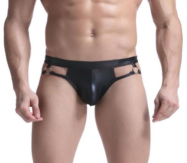

men039s gstrings summer mens underwear appeal underwear men pu patent leather briefs open crotch exposed pp hollow metal 5298202, Black;brown