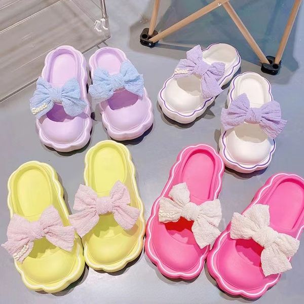 

slippers sandals women summer outside casual pvc nonslip beach shoes wearresistant serrated sole butterfly knot zapatos mujer 230808, Black
