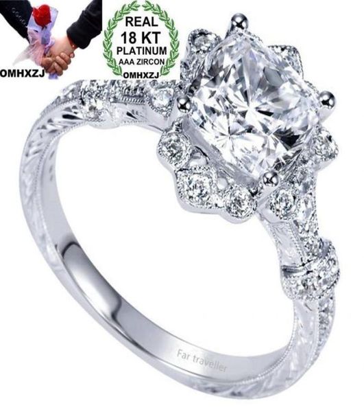 

omhxzj whole european fashion woman man party wedding gift square white zircon 18kt white gold ring rr6402453260, Golden;silver