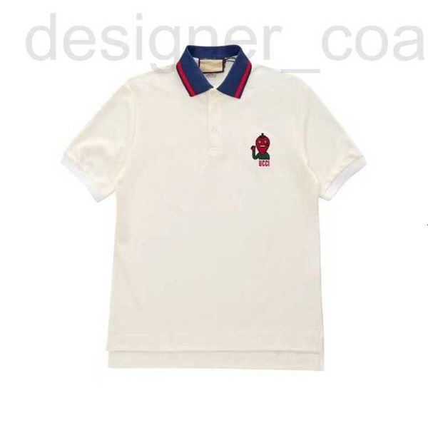

men's polos designer correct version of g family kitten sticker cotton polo shirt, gu business short sleeved embroidery stripe collar b, White;black