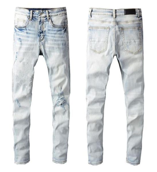 

mens jeans angel kid print for young guys rip slim fit skinny man pants wearing biker denim stretch cult stretch motorcycle trendy9482821, Blue