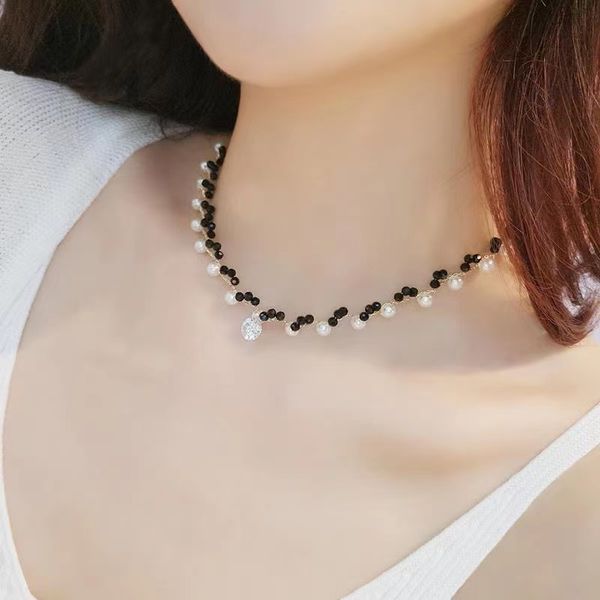 Two Tone Crystal Pearl Necklace