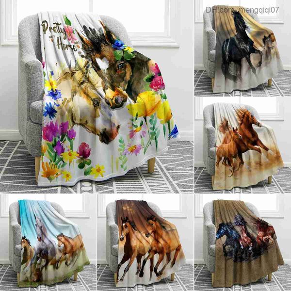 

blankets swaddling horse floral blanket animal flower pattern print throw blanket super soft comfort lightweight children's living room