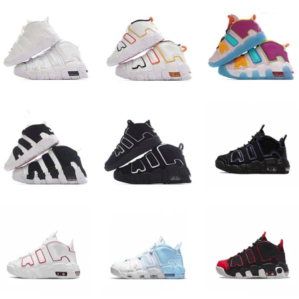 

more uptempos kids children basketball shoes boys girls up tempos scottie pippen running shoes triple black university blue baby t'&#03