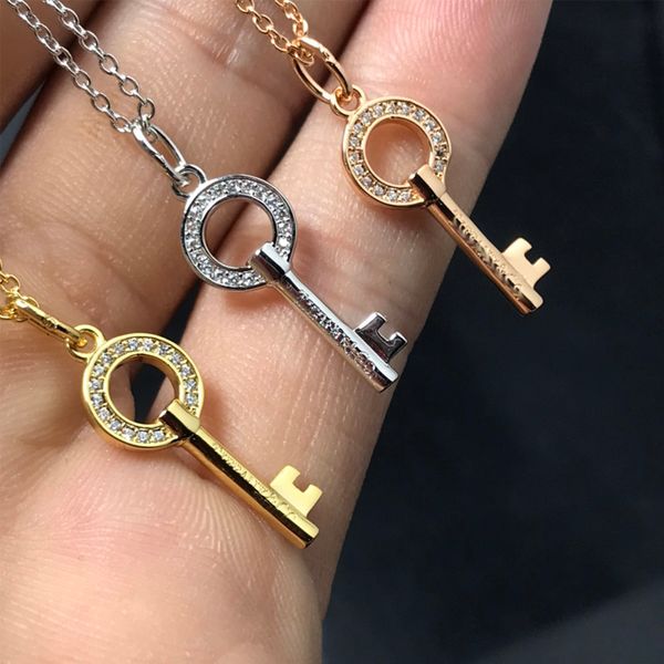 

designer necklace jewelry key necklace link luxury jewelry heart shaped pendant customized women's stainless steel strap box nice, Silver