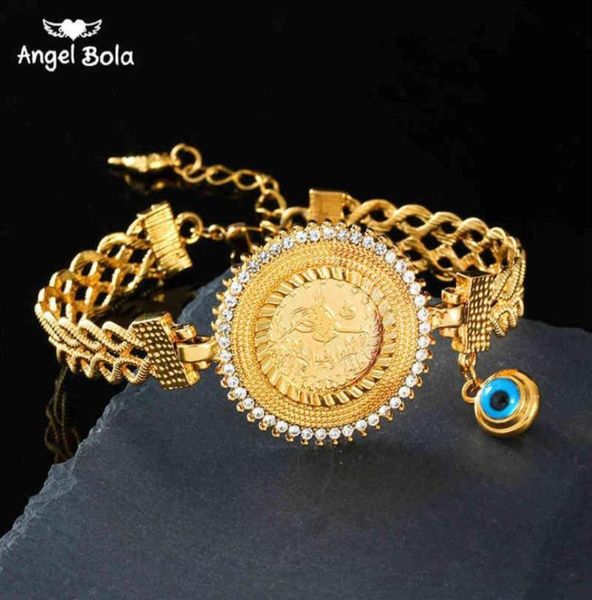 

dubai bangles ethiopian islamic muslim bangles african oman jewelry arab middle east ed turkish coin bracelet for women 22011727002304181, Golden;silver