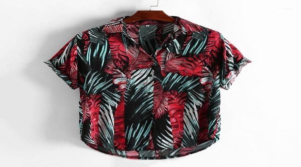 

floral shirt men casual printed button down short sleeve shirt hawaiian blouse playeras de hombre male clothing ropa111117864, White;black