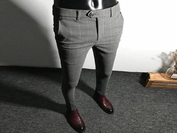 

2020 new arrival mens dress pants men solid color slim fit male social business pants casual skinny suit trousers asian size1389839, Black