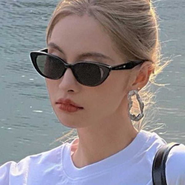 

sweet cool spicy girl style cat eyes small face 2023 new sunglasses female concave shape popular on the internet, White;black